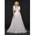 Alabaster Ombred Tulle Keyhole Back with Corset Detail and Lace Scallop Accent Wedding Dress with Full Ombre Tulle Skirt